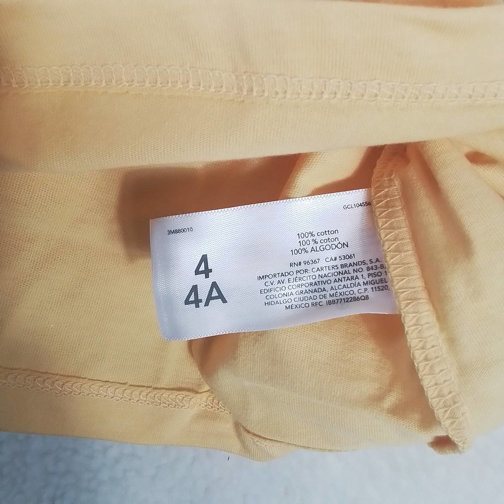 Oshkosh Short Sleeve Cotton Tee T-Shirt Girl's Size 4 Yellow w/ Art Theme - Picture 8 of 10